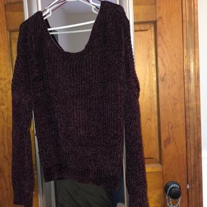 NEVER WORN Plum Chenille Knot Back Sweater